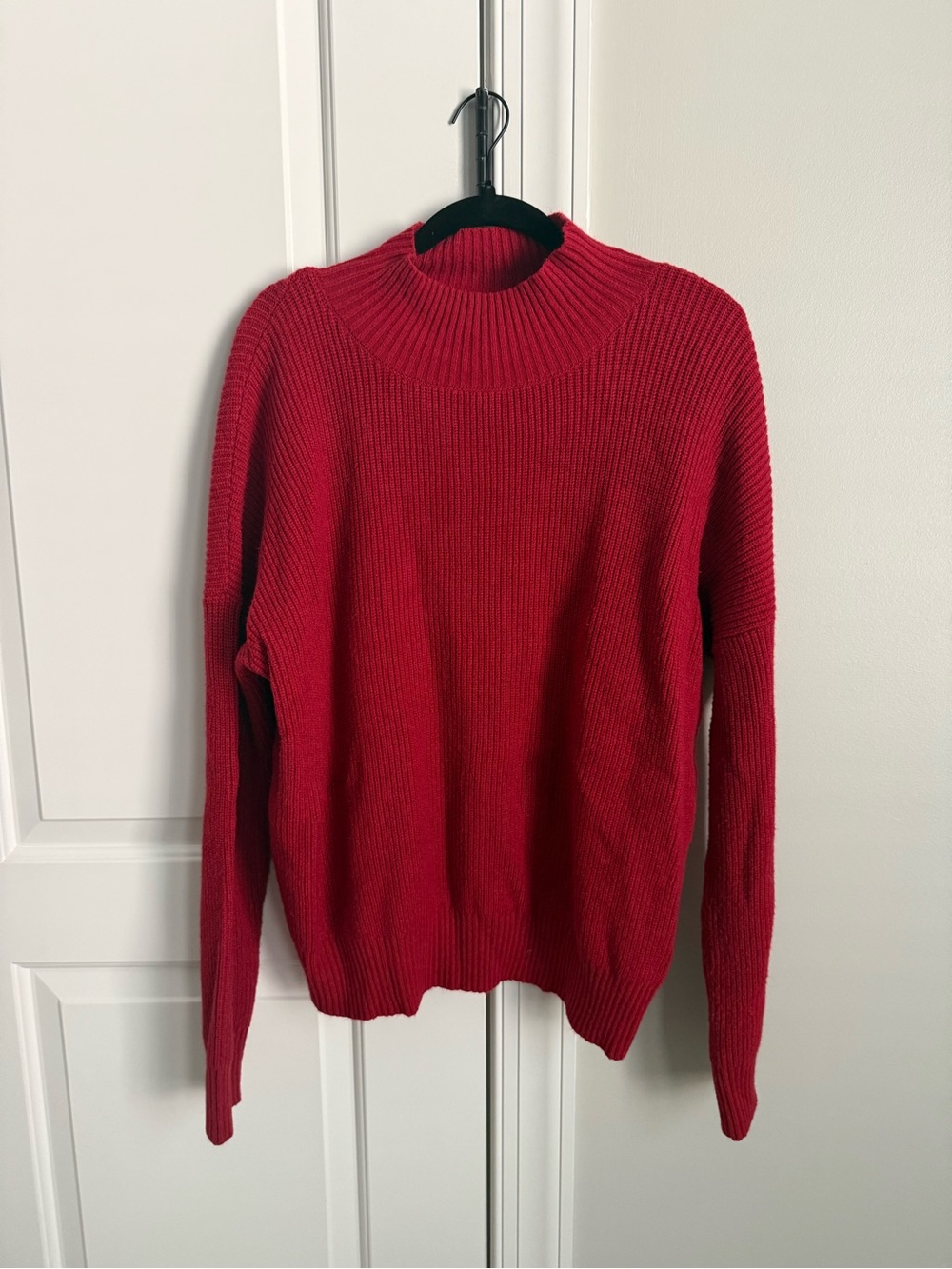 Karen Kane Dark Red Ribbed Mock Neck Sweater